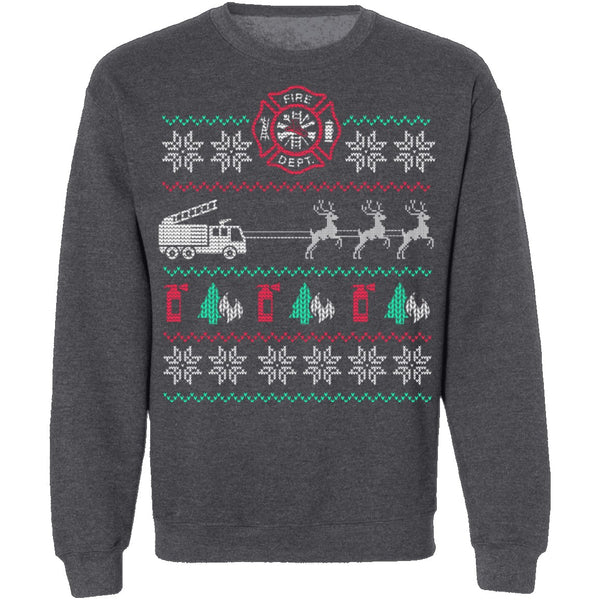 Fire Engine Ugly Christmas Sweater CustomCat