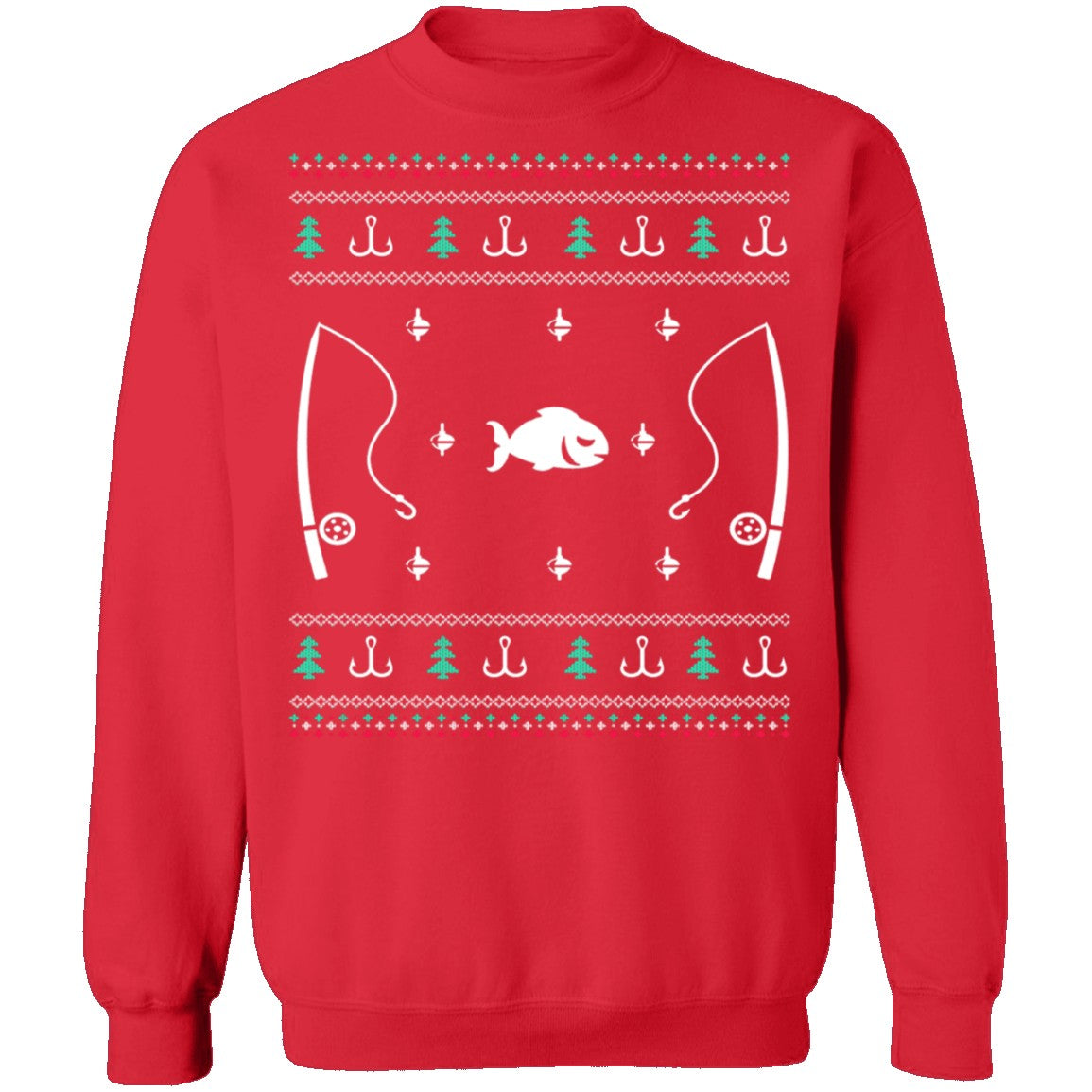 Fishing Ugly Christmas Sweater - T-Shirt Red / M