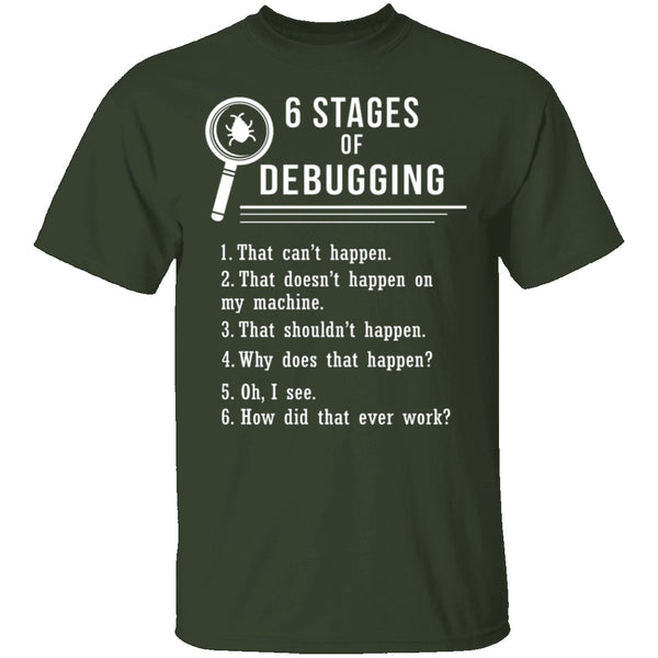 6 Stages Of Debugging T-Shirt CustomCat