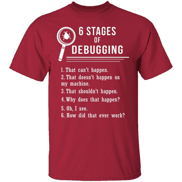 6 Stages Of Debugging T-Shirt CustomCat