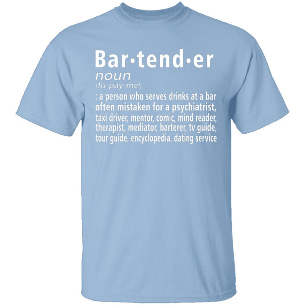 Bartender Definition T-Shirt CustomCat