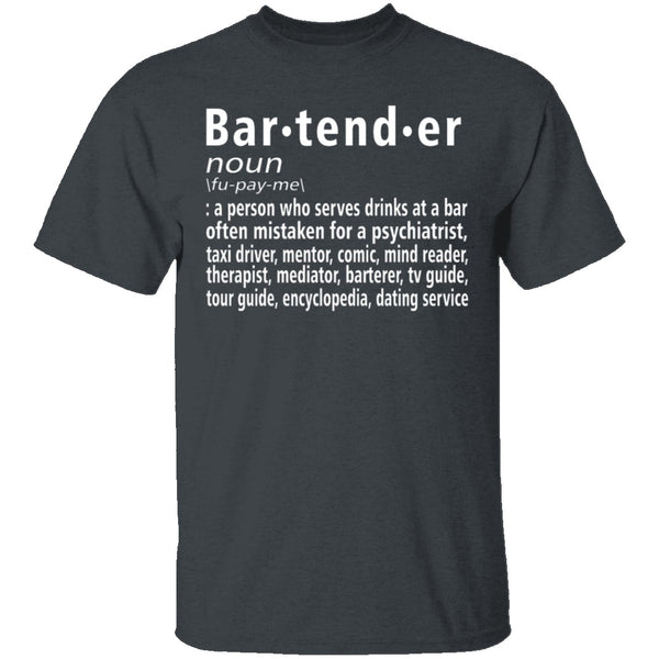 Bartender Definition T-Shirt CustomCat