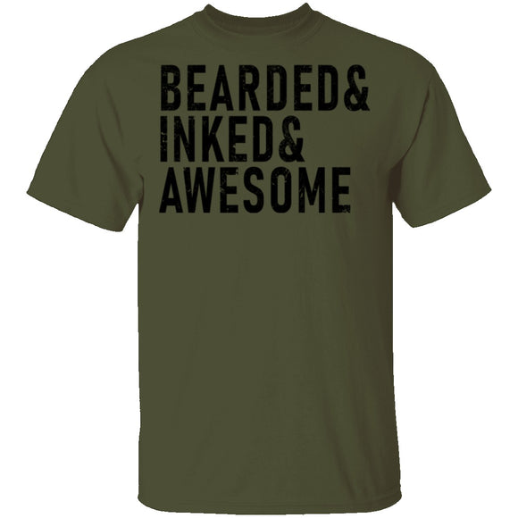 Bearded ' Inked ' Awesome T-Shirt CustomCat