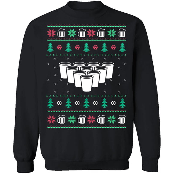 Beer Pong Ugly Christmas Sweater CustomCat