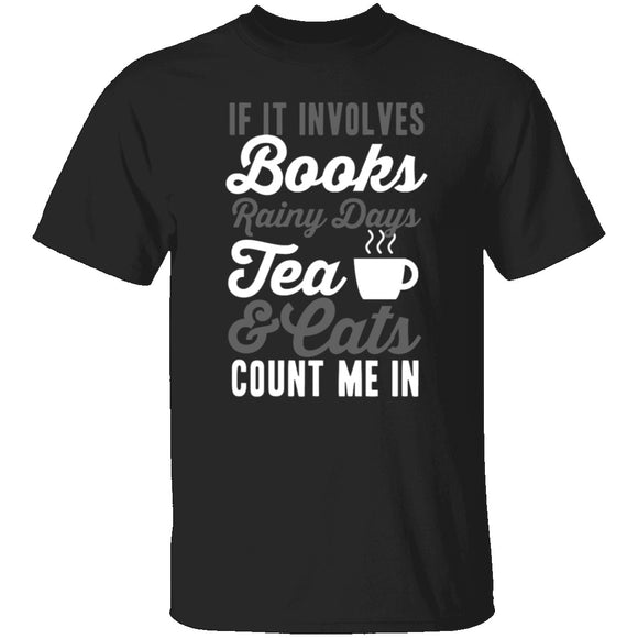 Books Tea & Cats T-Shirt CustomCat