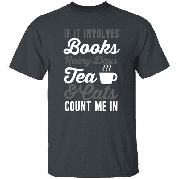 Books Tea & Cats T-Shirt CustomCat