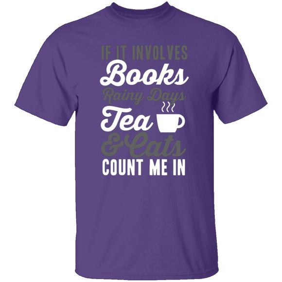 Books Tea & Cats T-Shirt CustomCat