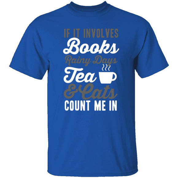 Books Tea & Cats T-Shirt CustomCat