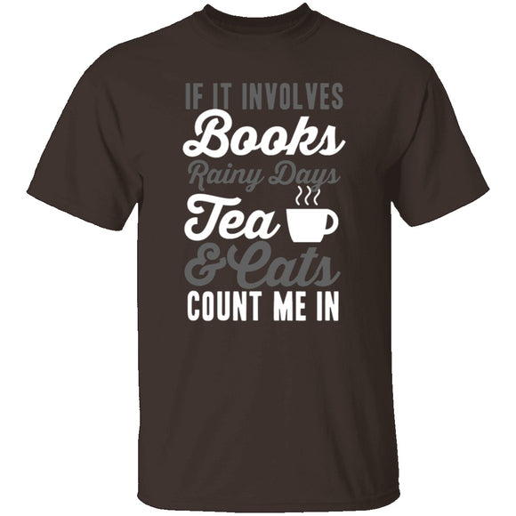 Books Tea & Cats T-Shirt CustomCat