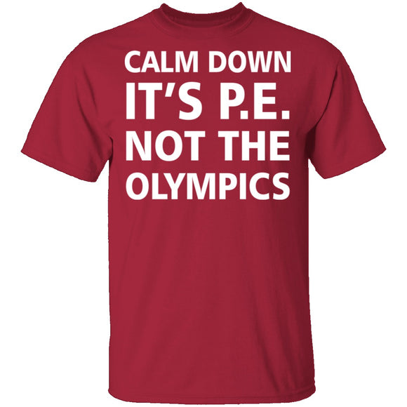Calm Down It's P.E. T-Shirt CustomCat