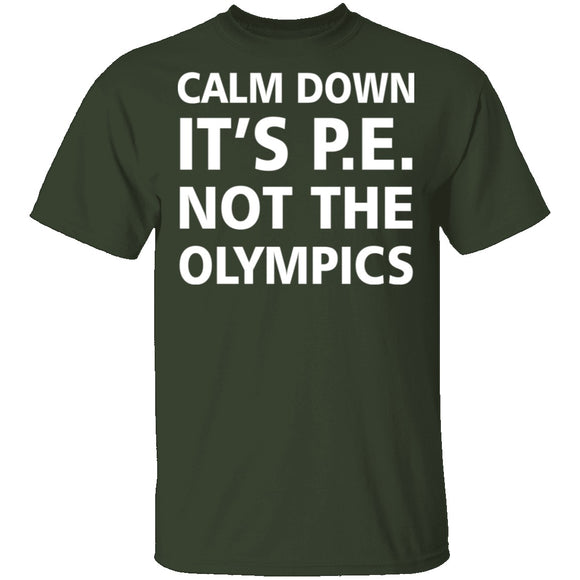 Calm Down It's P.E. T-Shirt CustomCat