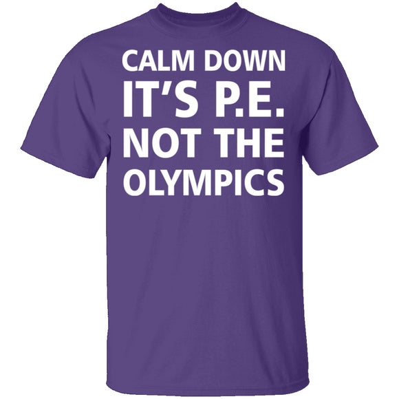 Calm Down It's P.E. T-Shirt CustomCat