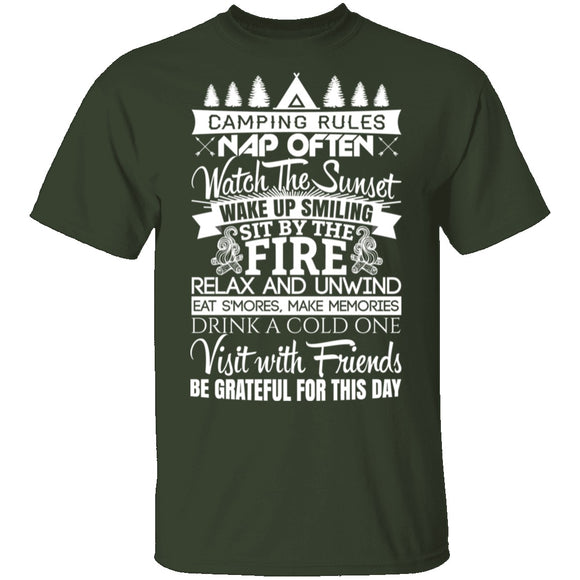 Camping Rules T-Shirt CustomCat