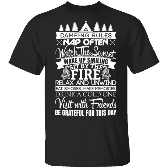 Camping Rules T-Shirt CustomCat