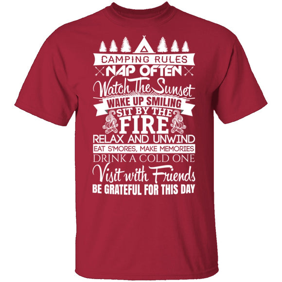 Camping Rules T-Shirt CustomCat