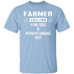 Caution Farmer T-Shirt CustomCat
