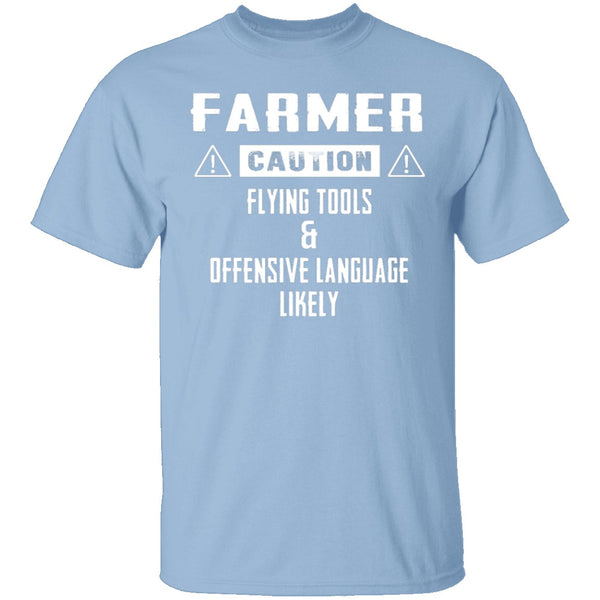 Caution Farmer T-Shirt CustomCat