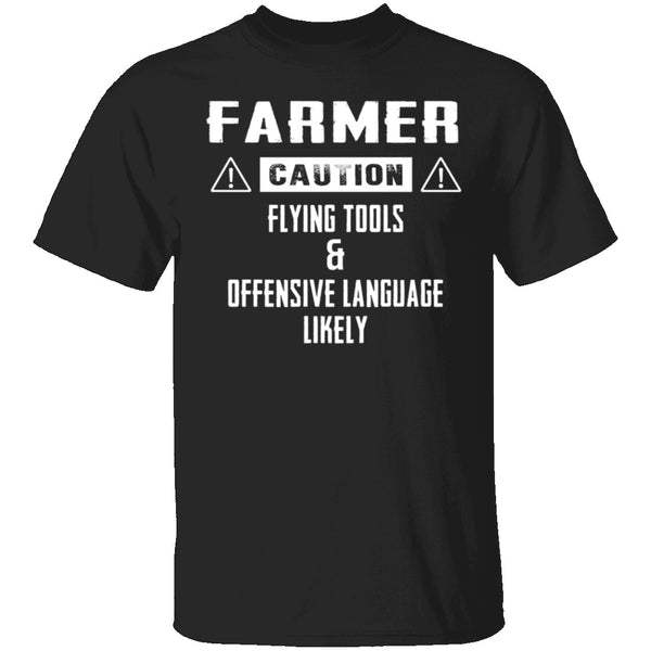 Caution Farmer T-Shirt CustomCat