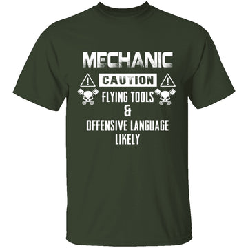 Caution Mechanic T-Shirt CustomCat