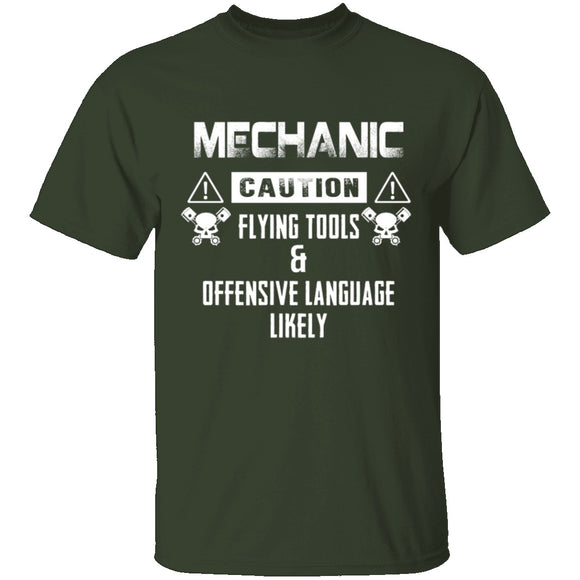 Caution Mechanic T-Shirt CustomCat