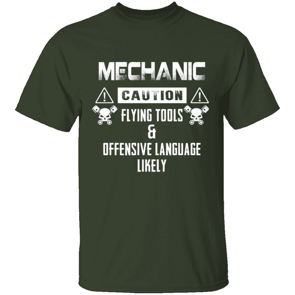 Caution Mechanic T-Shirt CustomCat