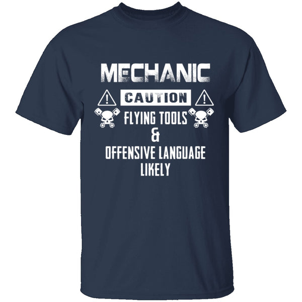 Caution Mechanic T-Shirt CustomCat
