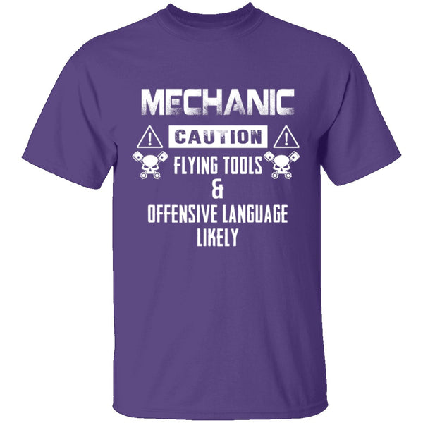 Caution Mechanic T-Shirt CustomCat