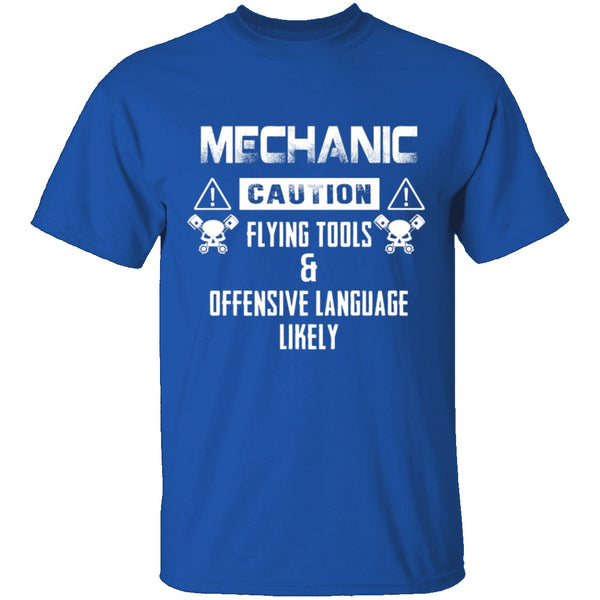 Caution Mechanic T-Shirt CustomCat