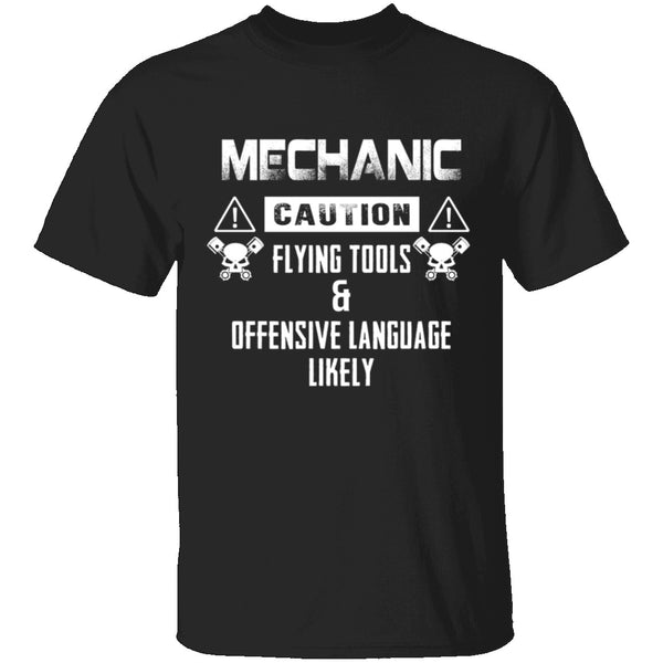 Caution Mechanic T-Shirt CustomCat