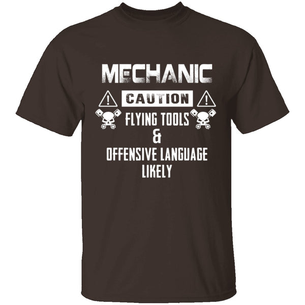 Caution Mechanic T-Shirt CustomCat