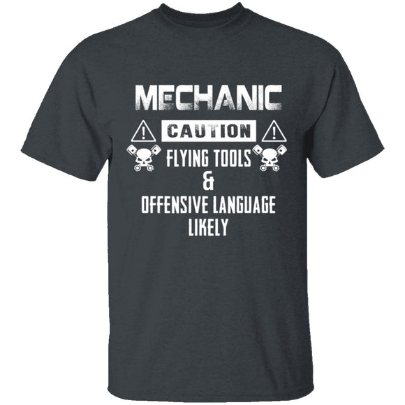 Caution Mechanic T-Shirt CustomCat