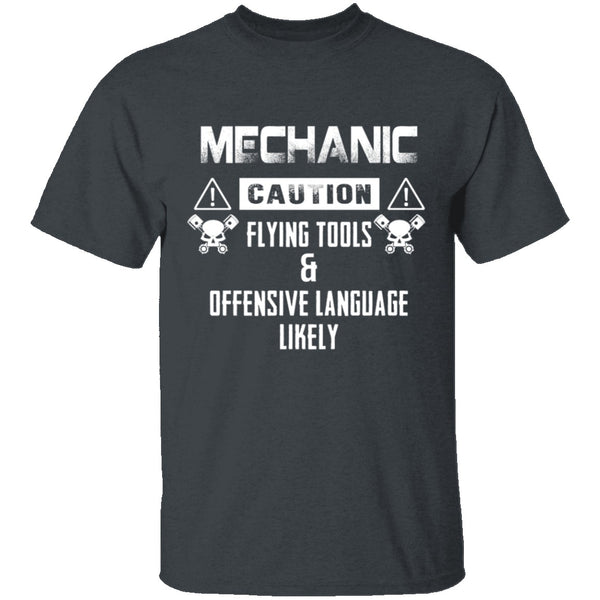 Caution Mechanic T-Shirt CustomCat