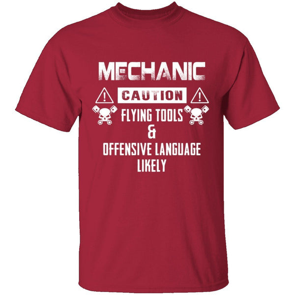 Caution Mechanic T-Shirt CustomCat