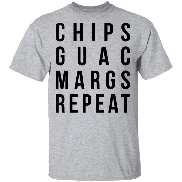 Chips Guac Margs Repeat T-Shirt CustomCat