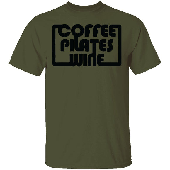 Coffee Pilates Wine T-Shirt CustomCat