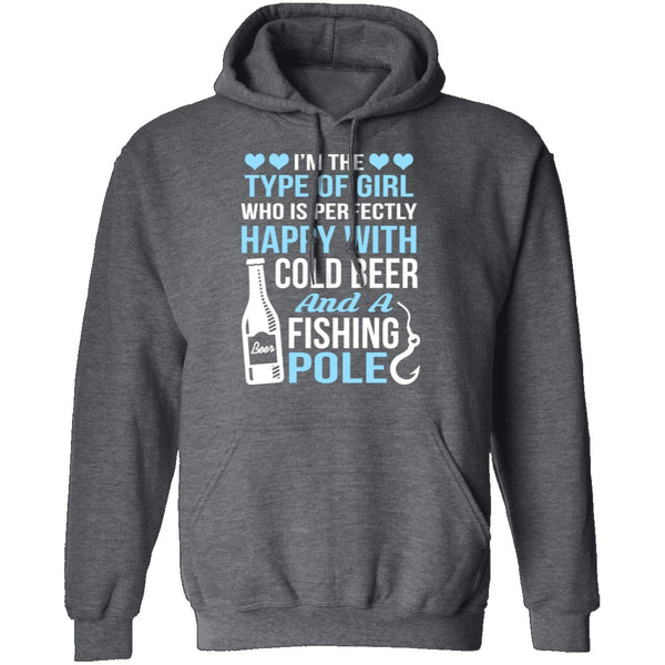 Cold Beer And Fishing Pole T-Shirt CustomCat