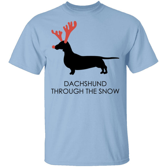 Dachshund Snow T-Shirt CustomCat