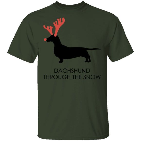 Dachshund Snow T-Shirt CustomCat