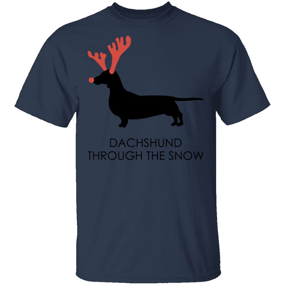 Dachshund Snow T-Shirt CustomCat
