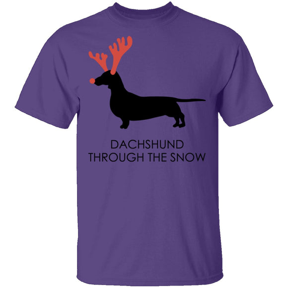 Dachshund Snow T-Shirt CustomCat