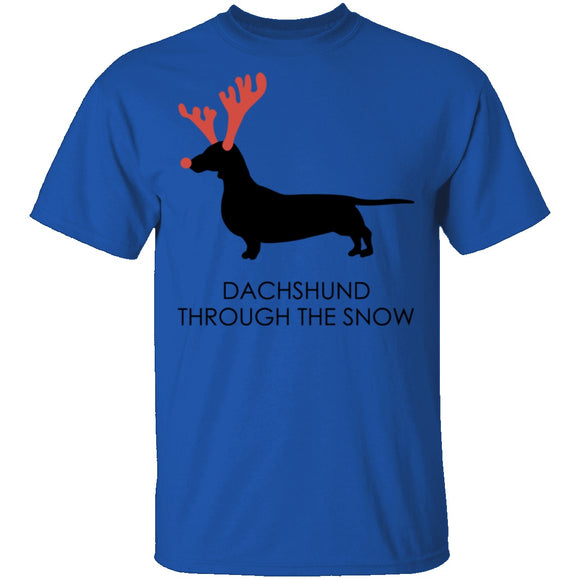 Dachshund Snow T-Shirt CustomCat