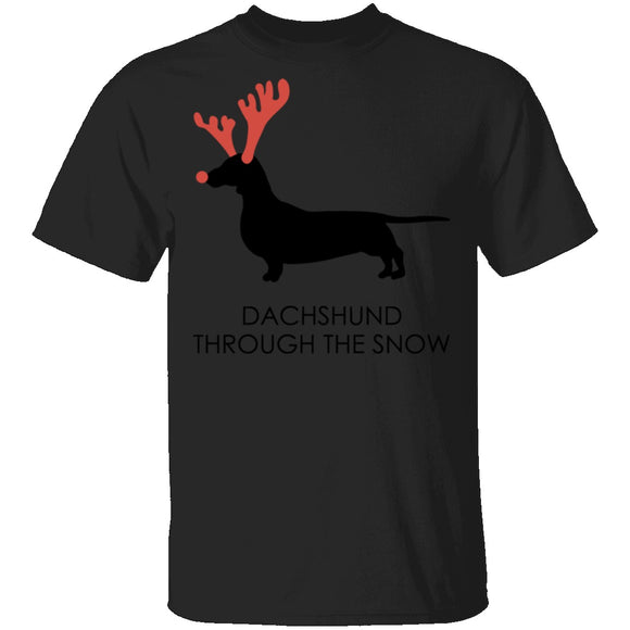 Dachshund Snow T-Shirt CustomCat