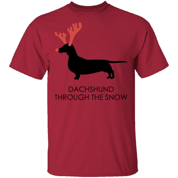 Dachshund Snow T-Shirt CustomCat