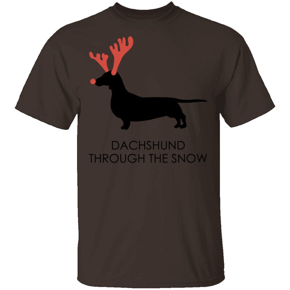 Dachshund Snow T-Shirt CustomCat