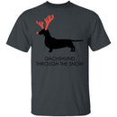 Dachshund Snow T-Shirt CustomCat