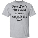 Dear Santa All I Want Is Your Naughty Boy List T-Shirt CustomCat