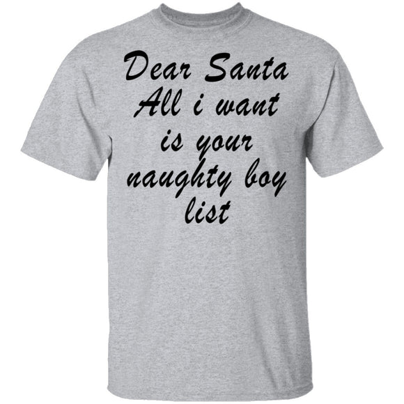 Dear Santa All I Want Is Your Naughty Boy List T-Shirt CustomCat