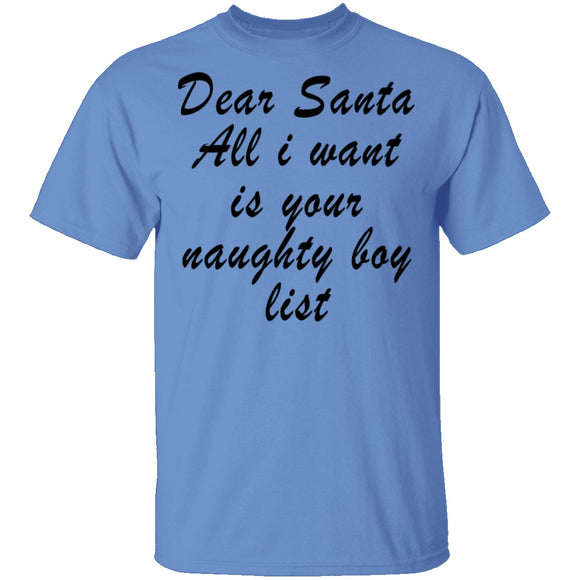 Dear Santa All I Want Is Your Naughty Boy List T-Shirt CustomCat