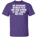 Difference Between Pizza And Your Opinion T-Shirt CustomCat