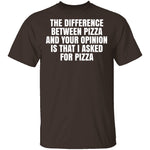 Difference Between Pizza And Your Opinion T-Shirt CustomCat